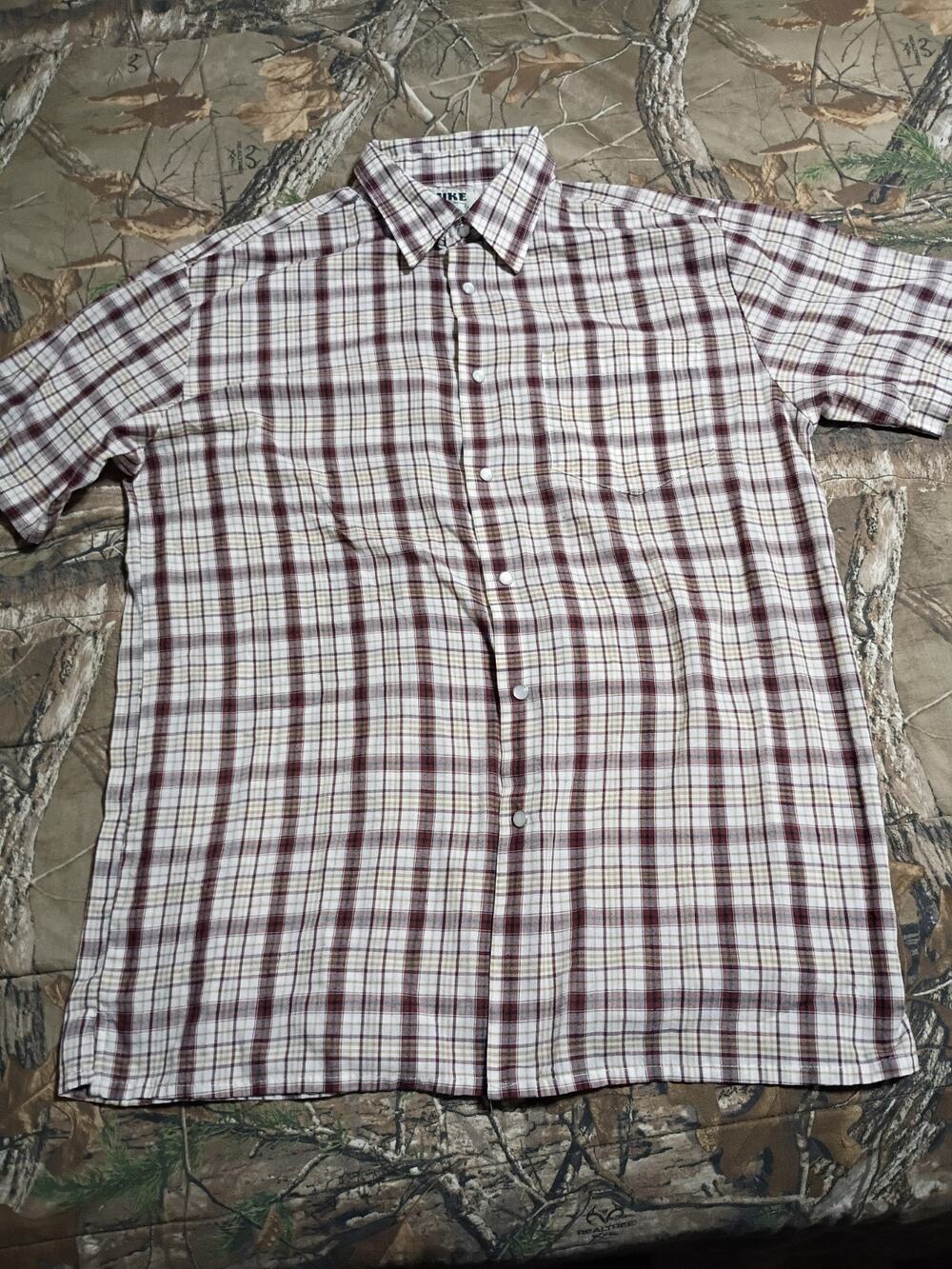 Duke Habband Vintage Western / Pearl Snap Mens Shirt Marrón/Beige L Short Sleeve